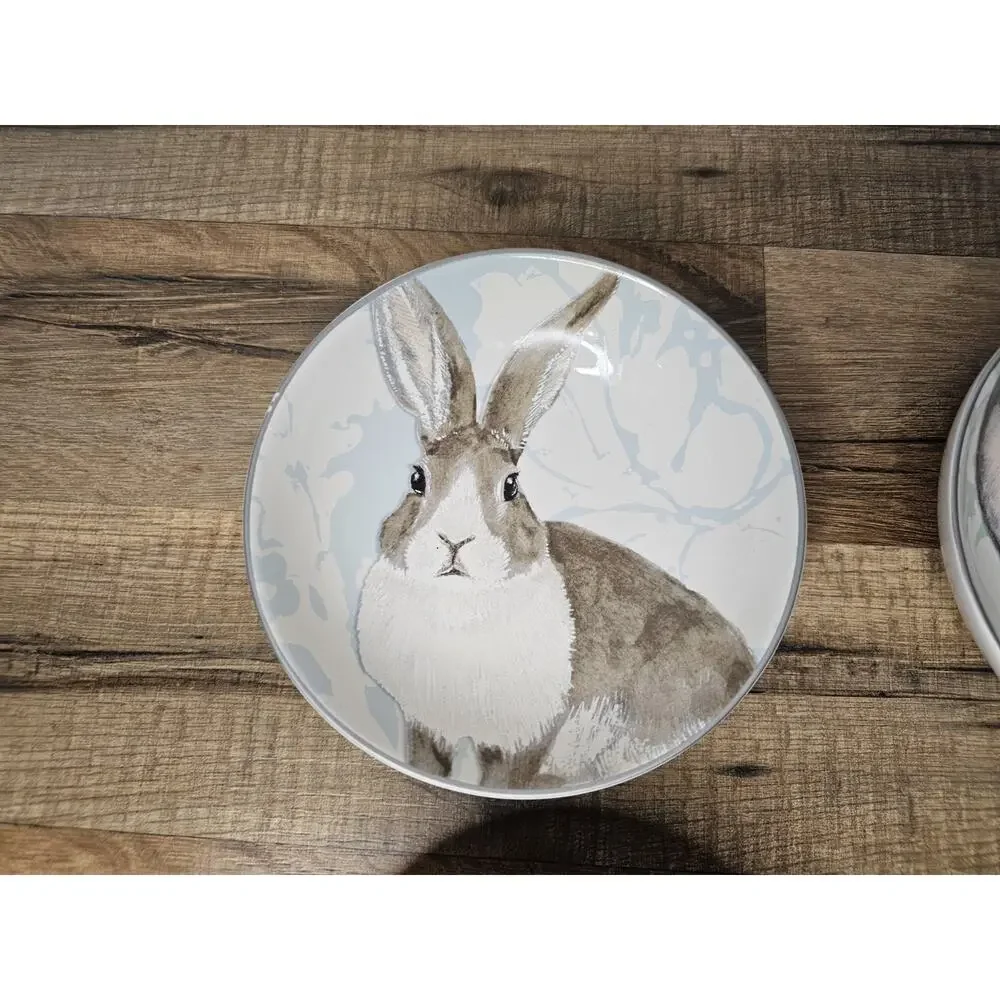 Williams Sonoma Damask Bunny Plates & Bowls | 5.5